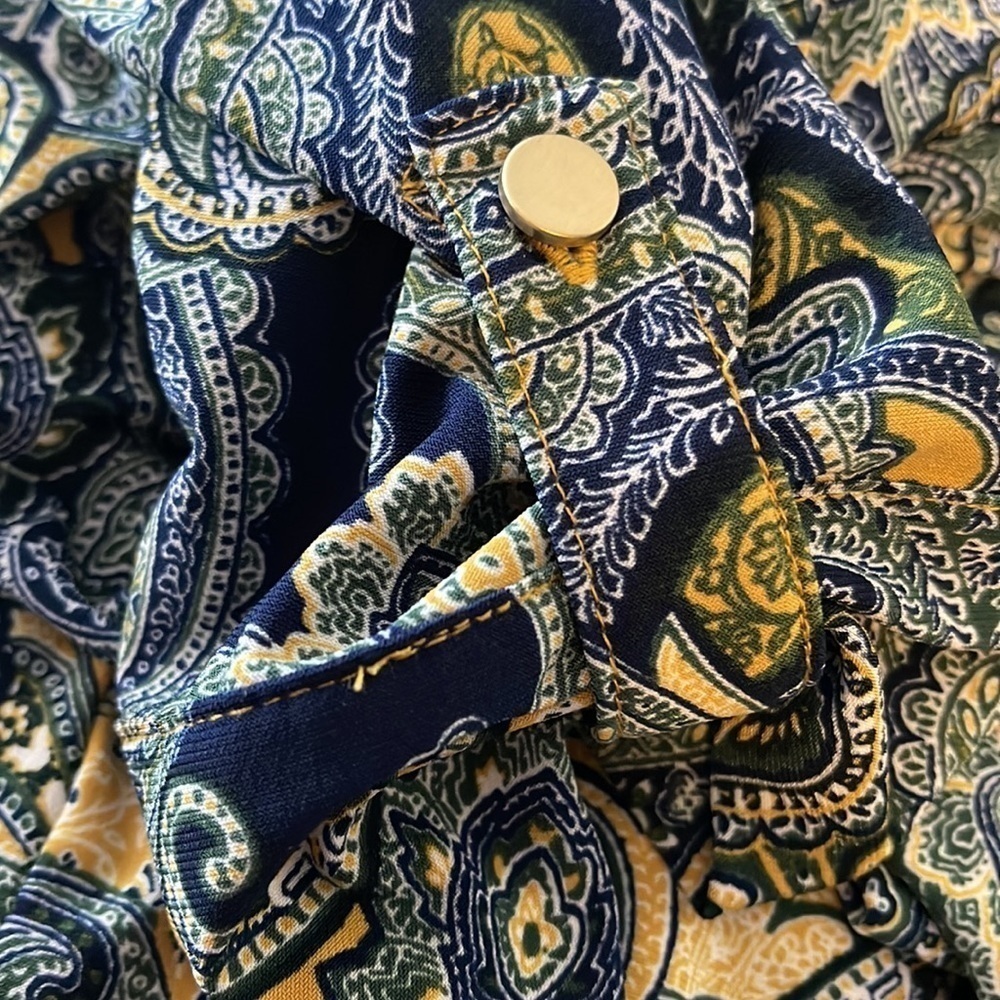 Roz & Ali Front Zip Long Sleeve Paisley Blouse l SIZE PXL - Picture 5 of 6